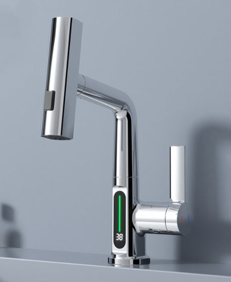 Intelligent Digital Display Faucet, Pull out Basin Faucet, Temperature Digital Display Rotation, Ultimate Upgrade For Kitchen And Bathroom