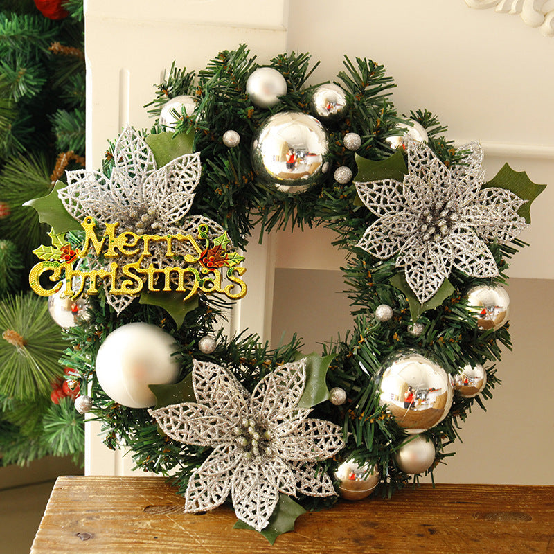 Festive Holiday Door Wreath,Classic Christmas Greenery Decor