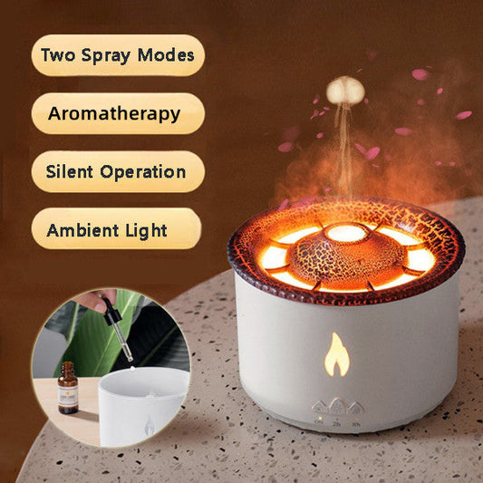 New Creative Ultrasonic Essential Oil Humidifier Volcano Aromatherapy Machine,Air Flame Humidifier Diffuser,Volcano Spray Jellyfish
