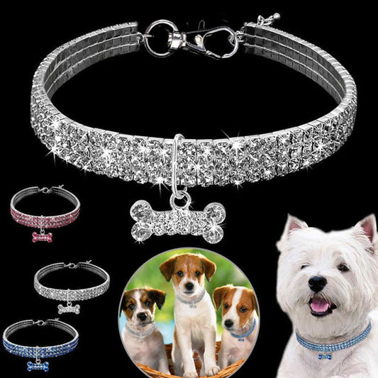 Glitter Pet Collar Rhinestones & Charm Elegant Accessory Dogs & Cats