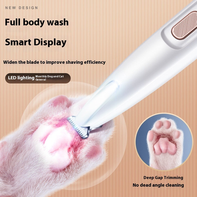 Pets Paw Trimmer With LED Light Fully Waterproof Hair Trimmer Clippers For Grooming Widen Blade
