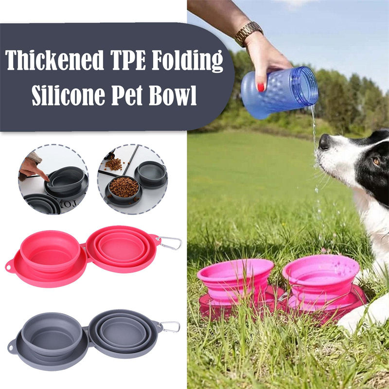 Rubber Foldable Double Bowl Pet Feeding Bowl, Pets Supplies