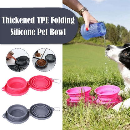 Rubber Foldable Double Bowl Pet Feeding Bowl, Pets Supplies