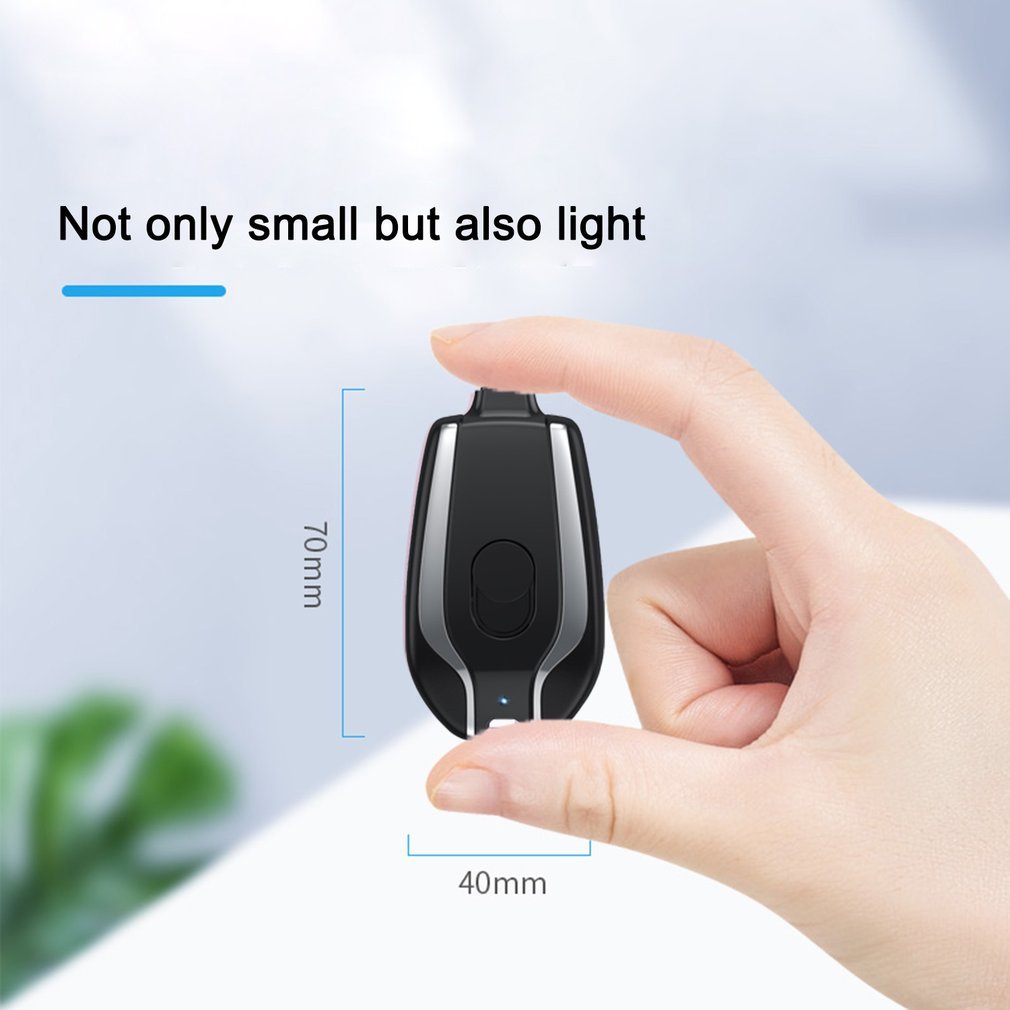 1500mAh Mini Power Emergency Pod Keychain Charger With Type C, Ultra Compact Mini Battery, Pack Fast Charging Backup Power Bank
