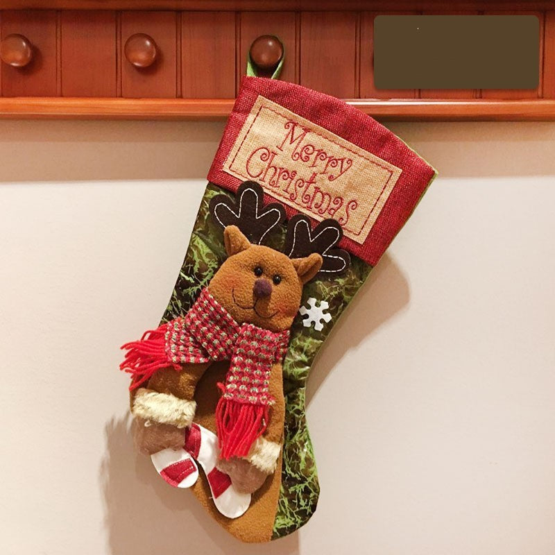 Festive Knit Christmas Stockings,Handmade Santa,Elk,Snowman Socks