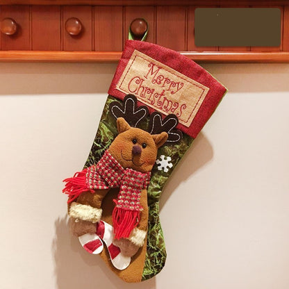 Festive Knit Christmas Stockings,Handmade Santa,Elk,Snowman Socks
