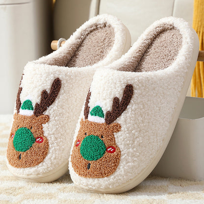 Cozy Plush Elk Slippers,Non Slip Winter House Shoes