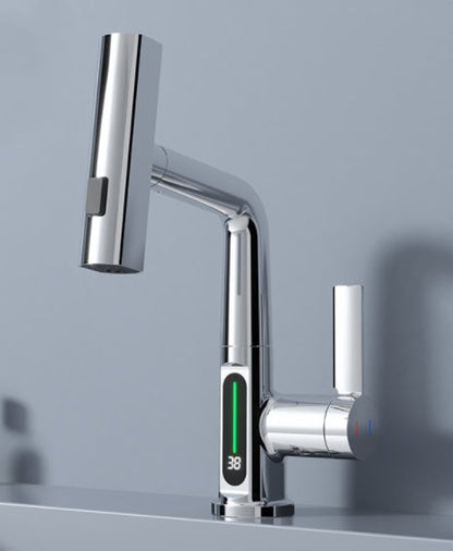 Intelligent Digital Display Faucet, Pull out Basin Faucet, Temperature Digital Display Rotation, Ultimate Upgrade For Kitchen And Bathroom