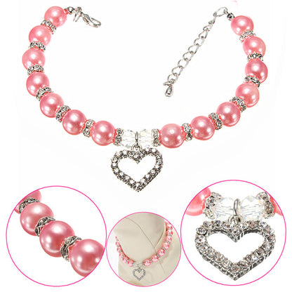Pearl Collar,Sparkling Rhinestone And Alloy Pendant