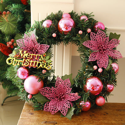 Festive Holiday Door Wreath,Classic Christmas Greenery Decor