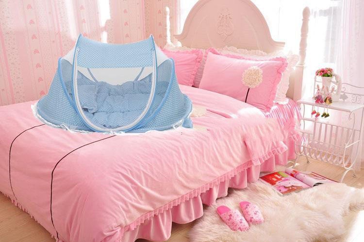 Foldable Baby Bed Net With Pillow Net 2pieces Set,
Ultra-Comfy Foldable Portable Baby Bed Net