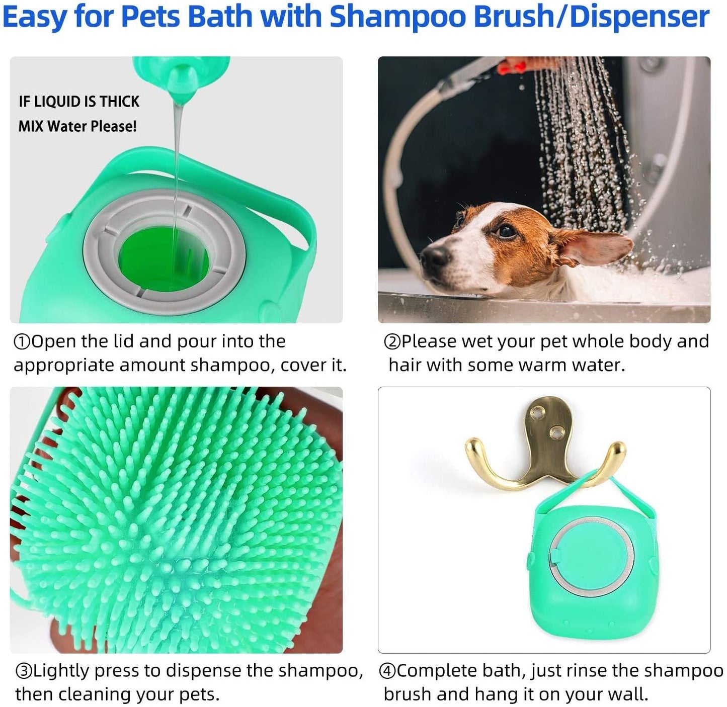Pet Dog Shampoo Massager Brush, Cat Massage Comb Grooming Scrubber, Hair Soft Silicone Brushes