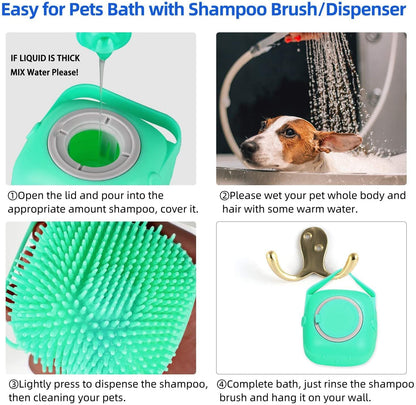 Pet Dog Shampoo Massager Brush, Cat Massage Comb Grooming Scrubber, Hair Soft Silicone Brushes