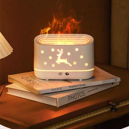 Elk Flame Aroma Diffuser,Realistic Flame Humidifier And Christmas Atmosphere Lamp