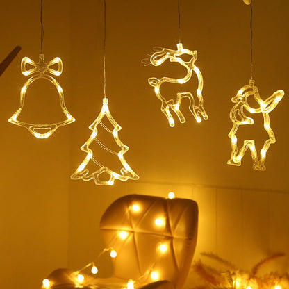 Battery Powered LED Window Lights,Suction Cup Christmas Figure Lamps
