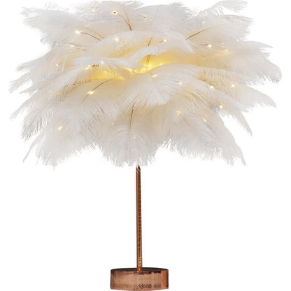 Feather Lamp,Fluffy Desk Lamp,USB/Battery Bedside Night Light,Decorative