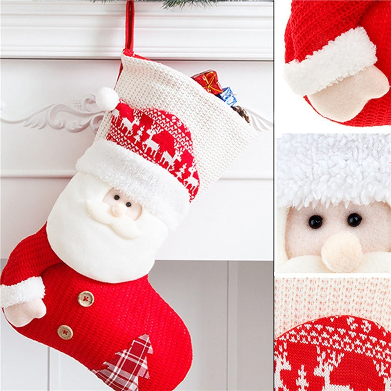 Classic Knitted Christmas Stocking,Large Santa Fireplace Sock