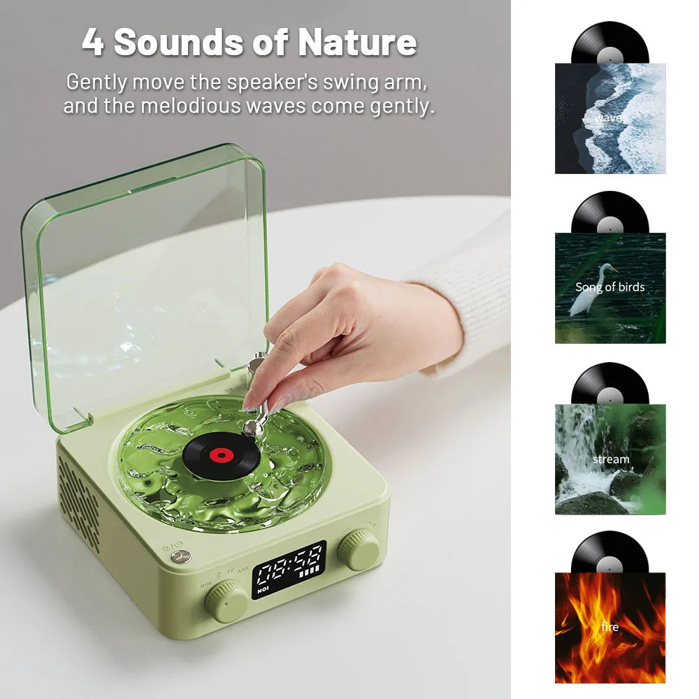 Retro Turntable Speaker Wireless Bluetooth Compatible 5.0 Vinyl Record Player Stereo Sound With White Noise RGB Projection Lamp Effect