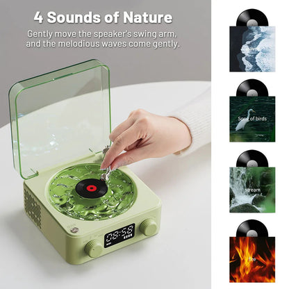 Retro Bluetooth Turntable Speaker With White Noise And RGB Projection