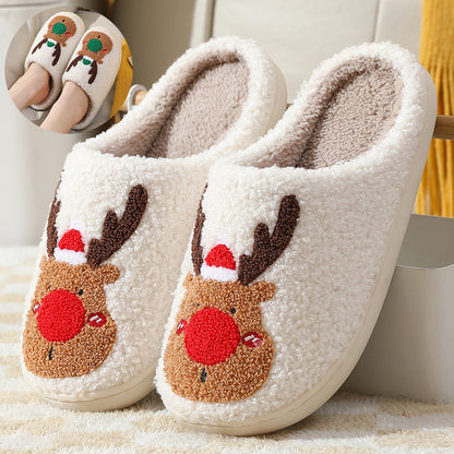 Cozy Plush Elk Slippers,Non Slip Winter House Shoes