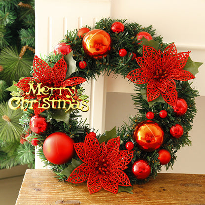 Festive Holiday Door Wreath,Classic Christmas Greenery Decor