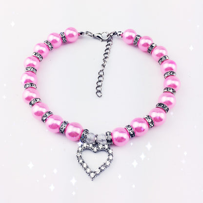 Pearl Collar,Sparkling Rhinestone And Alloy Pendant