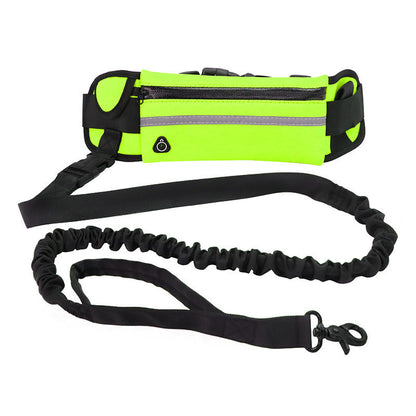Hands Free Dog Leash Pet Walking And Training Belt With Shock Absorbing Bungee Leash, Phone Pocket And Water Bottle Holder