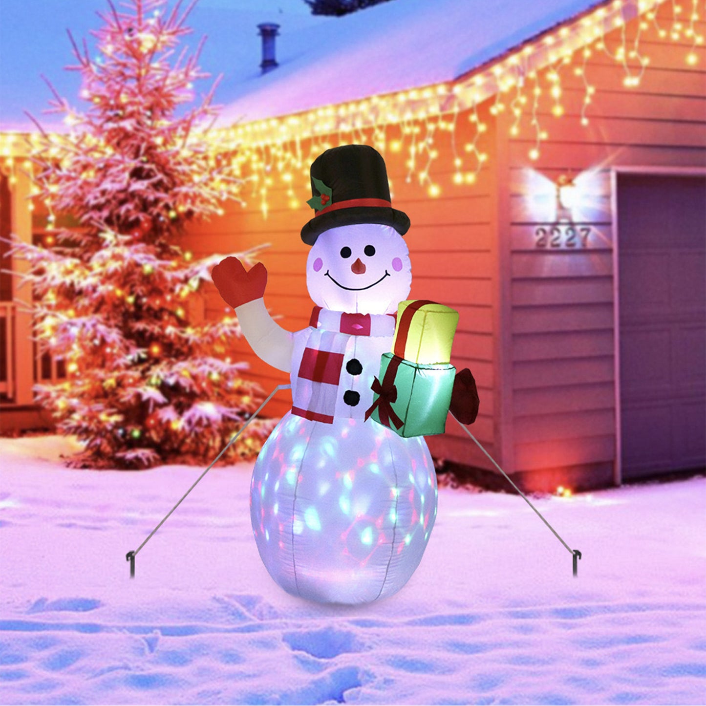 LED Inflatable Yard Decor,Outdoor Christmas Snowman Santa Figures