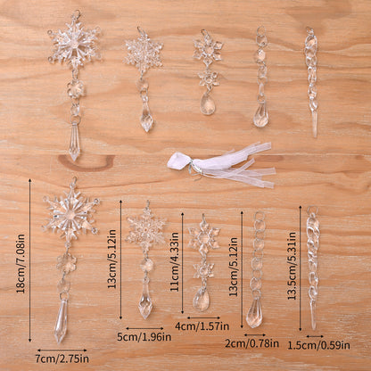 10pcs Acrylic Icicle Ornaments,Christmas Tree Hanging Pendants Set