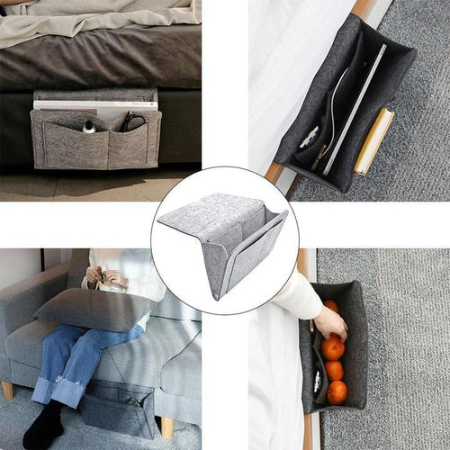 Bed Storage Bag with Pocket Felt Bedside,Sofa Bedroom Mattress Bedside Anti-slip Organizer Holders