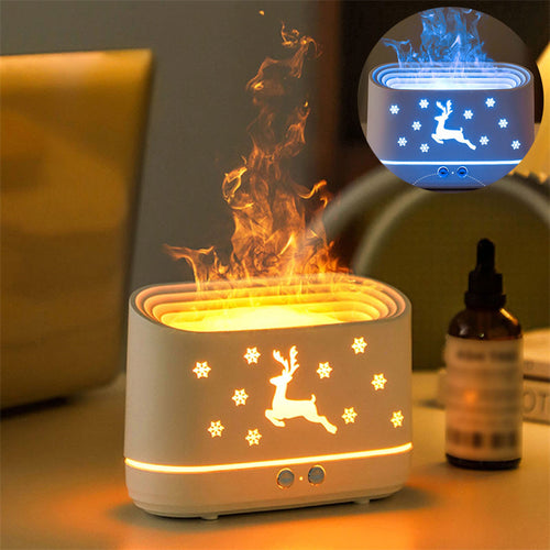 Elk Flame Aroma Diffuser,Realistic Flame Humidifier And Christmas Atmosphere Lamp