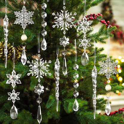 10pcs Acrylic Icicle Ornaments,Christmas Tree Hanging Pendants Set