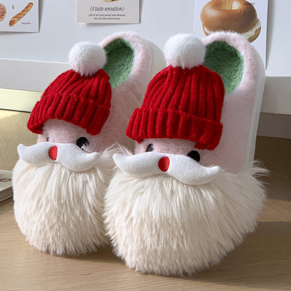 Festive Santa Claus Slippers,Plush Winter Non Slip House Shoes