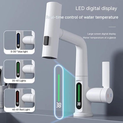 Intelligent Digital Display Faucet, Pull out Basin Faucet, Temperature Digital Display Rotation, Ultimate Upgrade For Kitchen And Bathroom