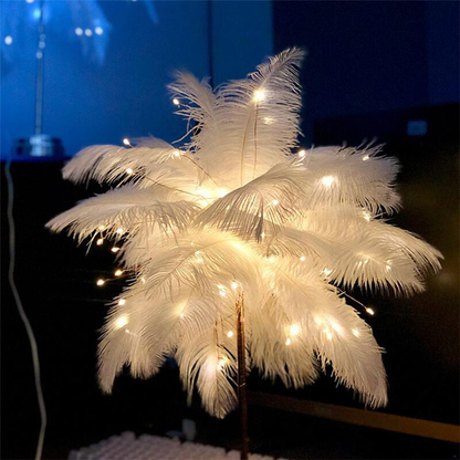 Feather Lamp,Fluffy Desk Lamp,USB/Battery Bedside Night Light,Decorative