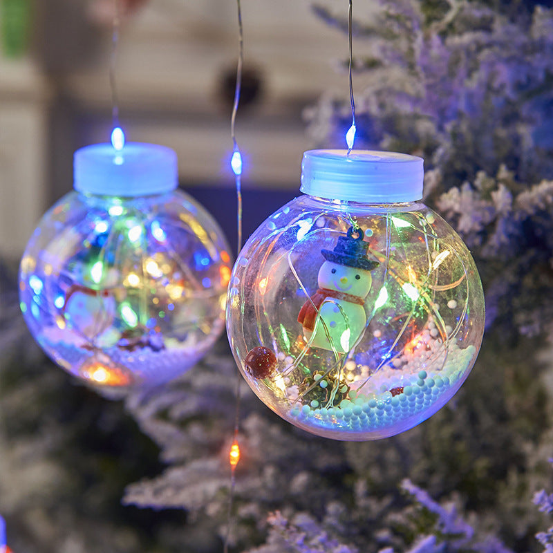 10Pcs Christmas Wishing Ball Lights,Snowman LED Curtain String