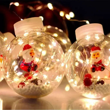 10Pcs Christmas Wishing Ball Lights,Snowman LED Curtain String