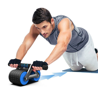 Double Wheel Abdominal Exerciser, Women Men Automatic Rebound Ab, Wheel Roller Waist Trainer Gym Sports
