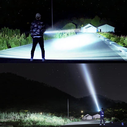 Strong Flashlight Focusing Led Light, Rechargeable Super Bright LED Outdoor Xenon Lamp