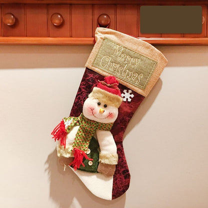 Festive Knit Christmas Stockings,Handmade Santa,Elk,Snowman Socks