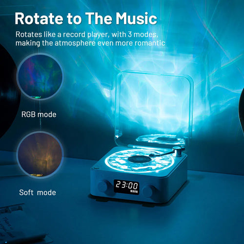 Retro Bluetooth Turntable Speaker With White Noise And RGB Projection