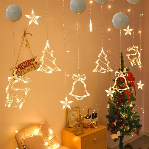 Battery Powered LED Window Lights,Suction Cup Christmas Figure Lamps