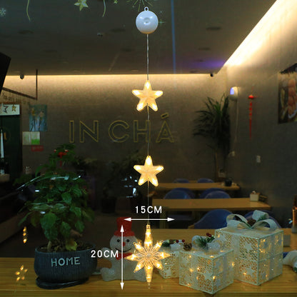LED Suction Cup Window Lights,Battery Powered Christmas Star Decor