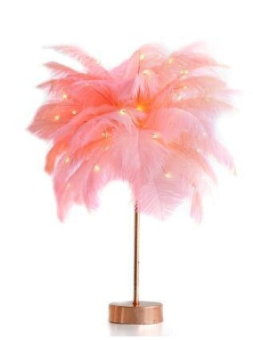 Feather Lamp,Fluffy Desk Lamp,USB/Battery Bedside Night Light,Decorative