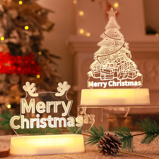 3D Acrylic LED Night Light,Holiday Themed Bedside Lamp