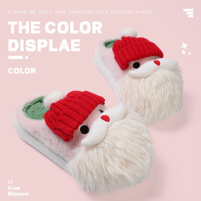 Festive Santa Claus Slippers,Plush Winter Non Slip House Shoes