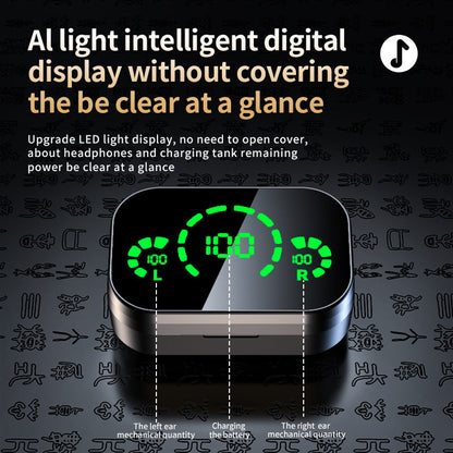 YD03 Wireless Bluetooth Compatible Headset TWS Large Screen Smart Digital Display, In Ear Breathing Light