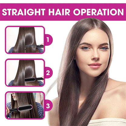 New 2 In 1 Hair Straightener Hot Comb, Negative Ion Curling Tong Dual Purpose Electric Hair Brush