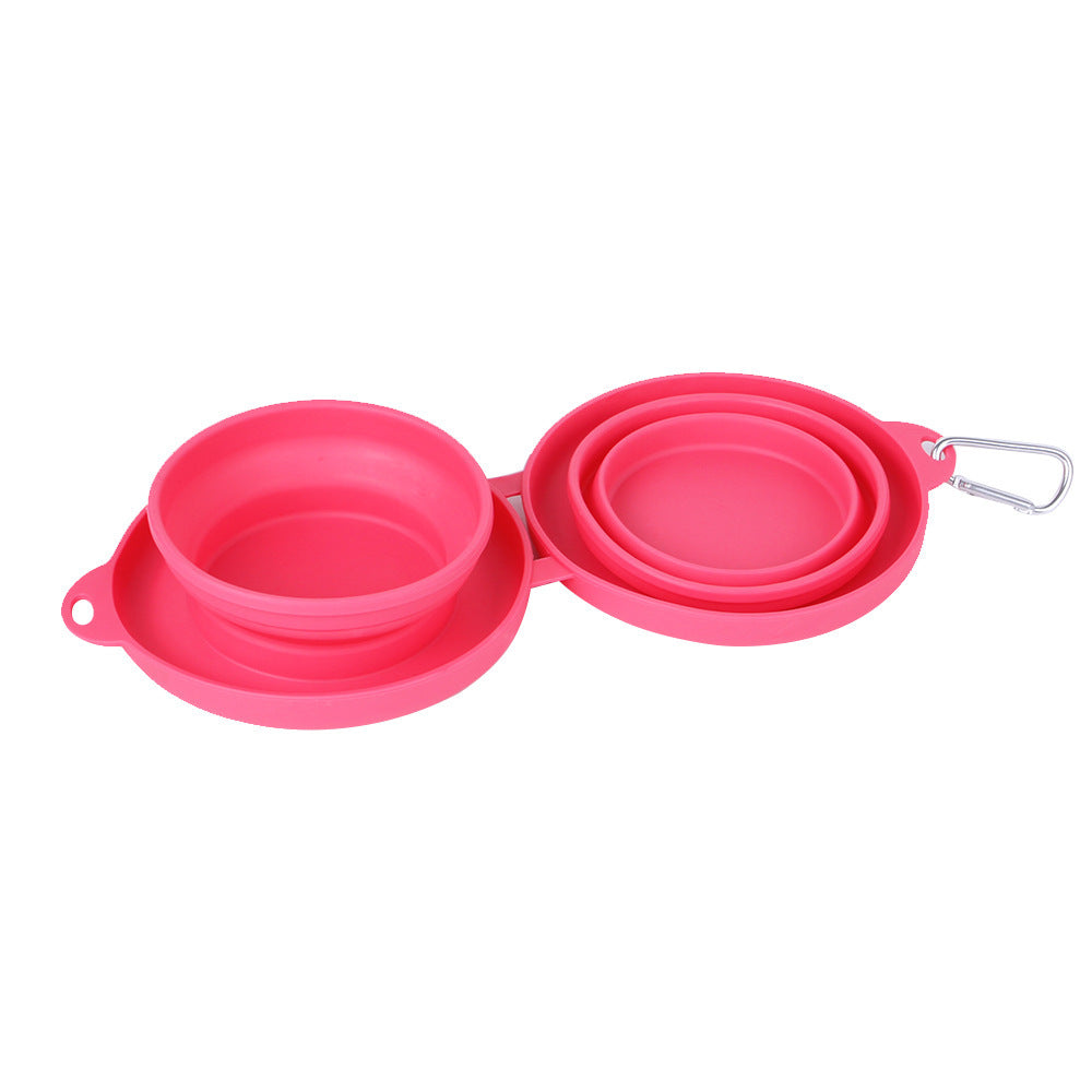 Rubber Foldable Double Bowl Pet Feeding Bowl, Pets Supplies