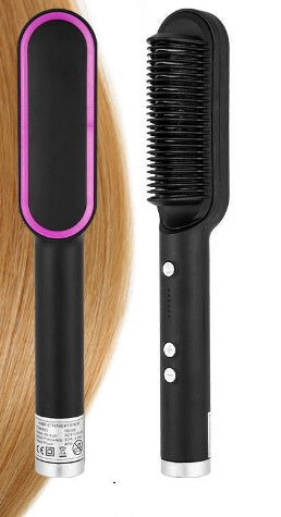 New 2 In 1 Hair Straightener Hot Comb, Negative Ion Curling Tong Dual Purpose Electric Hair Brush